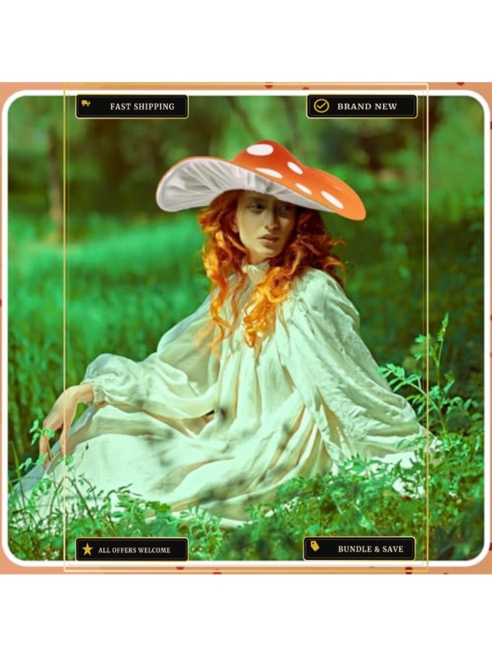 Mushroom Hat Costume 20 Inch Felt Polyester Oversized Cosplay Accessory - Picture 3 of 6